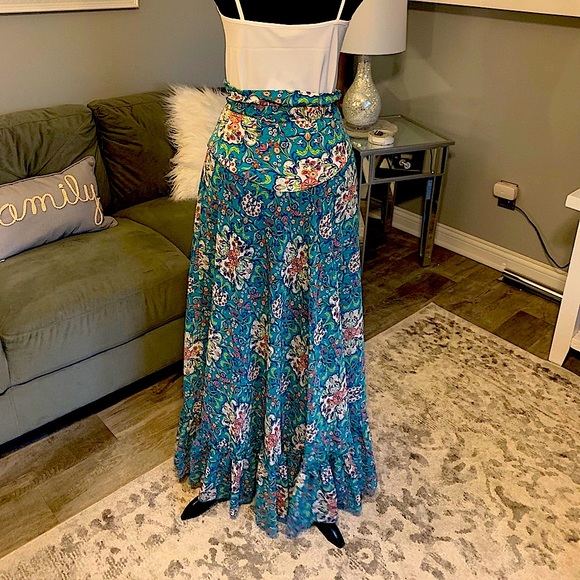 Boho SKIRT by  BISOU BISOU wrap around belt sz M Like New - Picture 8 of 14